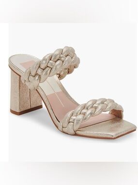 Dolce Vita Paily Metallic Braided Heel Sandal - Gold 7